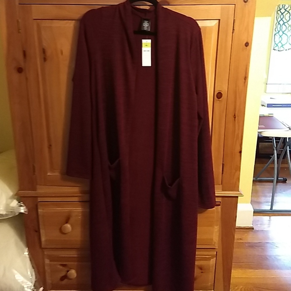 NWT Deep Wine Sweater Duster XXL Lightweight